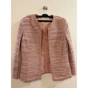 Victor Costa by Nahdree Pink Pleated Rhinestone Evening Blazer Jacket Womens 14